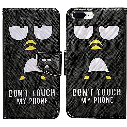 Verpotex Kompatibel mit iPhone 8 Plus/7 Plus Hülle, Handyhülle Lederhülle Leder Klappbar Flip Tasche Magnet Wallet Kartenfach Klapphülle Schutzhülle iPhone 8 Plus/7 Plus (5,5 Zoll) (Pinguin) von Verpotex