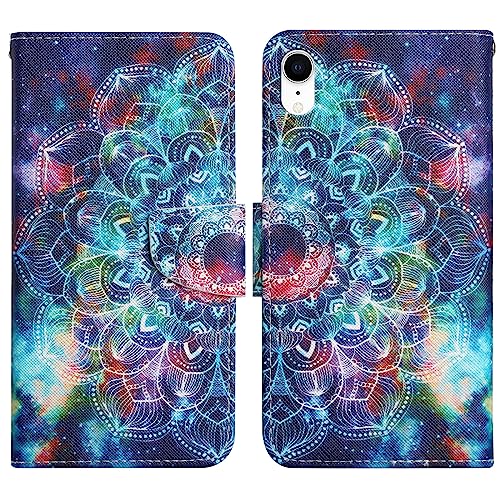 Verpotex Kompatibel mit iPhone XR Hülle, Premium Handyhülle Lederhülle Leder Klappbar Flip Tasche Magnet Wallet Kartenfach Klapphülle Schutzhülle Hülle Holster iPhone XR (6,1 Zoll) (Mandala 1) von Verpotex