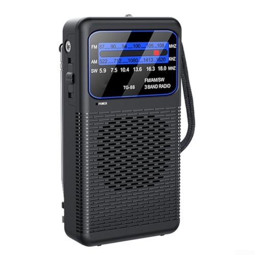 Tragbares AM/FM/SW-Radio, ausgestattet mit 3 W großem Lautsprecher, angetrieben durch 2 AA-Batterien (nicht im Lieferumfang enthalten), Taschenradio für drinnen und draußen von VersaGenius
