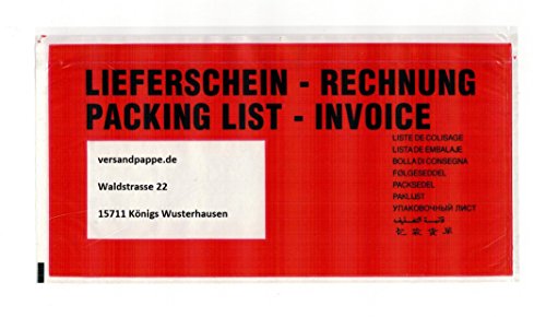 250 St. Dokumententasche DIN lang 240x125 mm selbstklebende DL Lieferscheintaschen Rechnungstaschen FSC - zertifiziert von Versandpappe