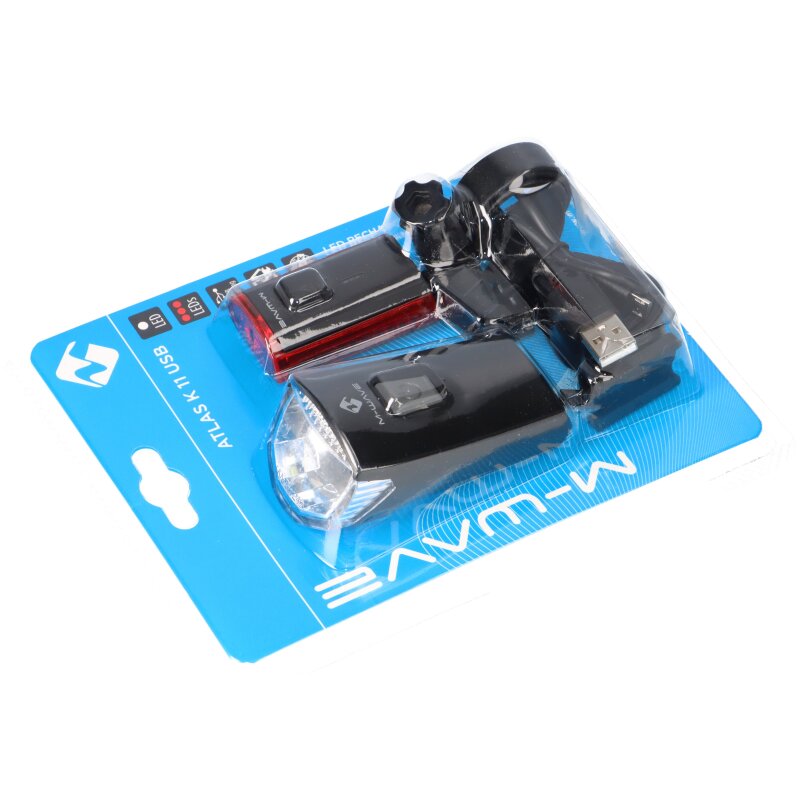 Fahrradleuchten-Set - M-WAVE Atlas K 11 USB Akku Fahrradleuchten-Set - M-WAVE Atlas K 11 USB Akku von Verschiedene