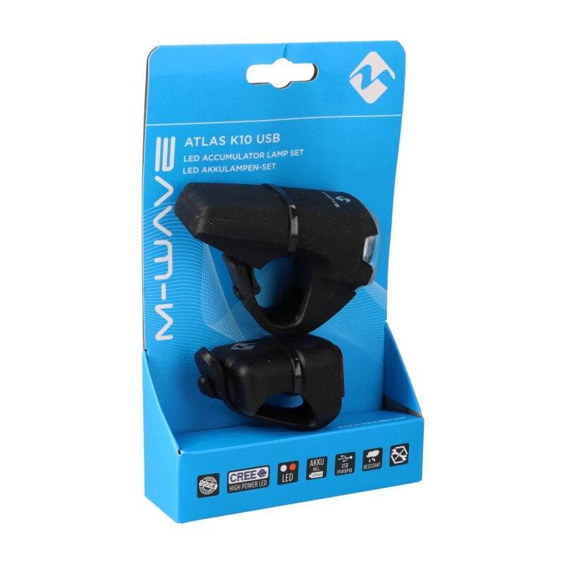 Fahrradleuchten-Set - M-WAVE Atlas K10 USB Akku von Verschiedene