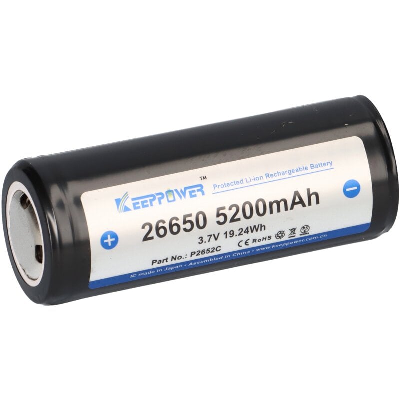 Keeppower 26650 Li-Ion Akku 3,7V 5200mAh (geschützt) - 10A von Verschiedene