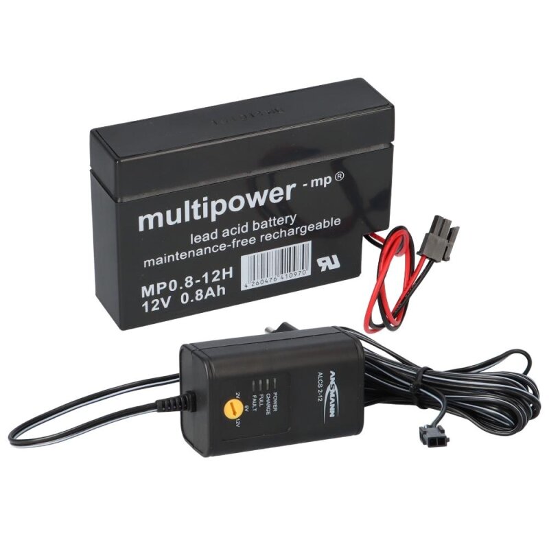 Ladegerät mit 1x Blei-Akku 12V 0,8Ah MP0.8-12H Heim & Haus Molex Stecker Ladegerät mit 1x Blei-Akku 12V 0,8Ah MP0.8-12H Heim & Haus Molex Stecker von Verschiedene