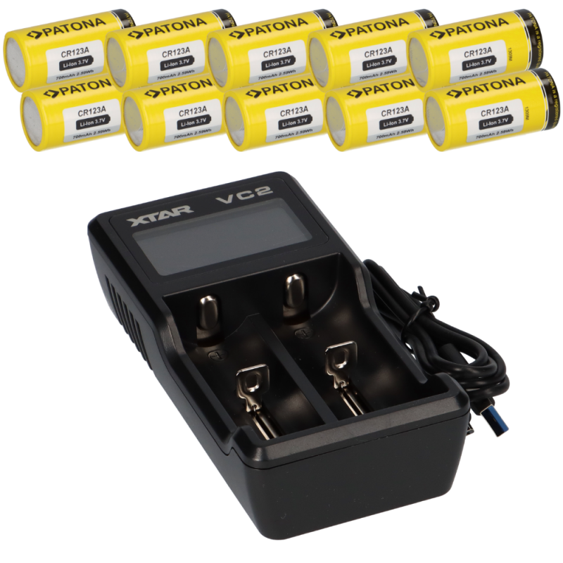 Set 10x CR123A + Xtar VC2 2-Schacht Lithium Ladegerät Set 10x CR123A + Xtar VC2 2-Schacht Lithium Ladegerät von Verschiedene