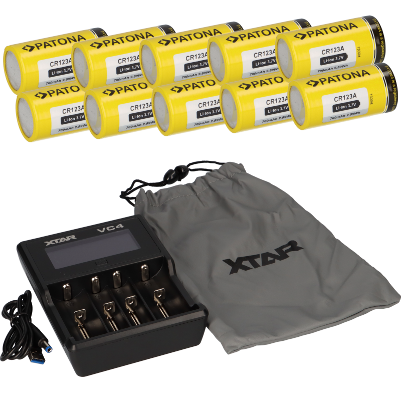 Set 10x Patona CR123A Akku + Xtar VC4 Ladegerät Li-Ion NiMH Set 10x Patona CR123A Akku + Xtar VC4 Ladegerät Li-Ion NiMH von Verschiedene