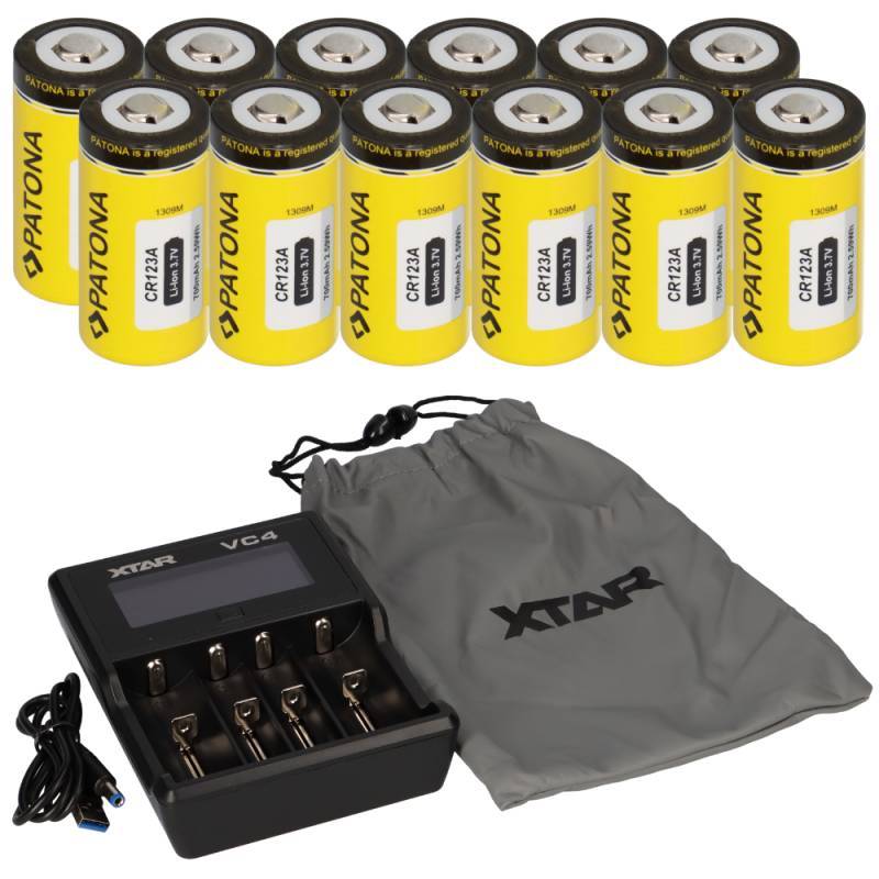 Set 12x Patona CR123A + Xtar VC4 Ladegerät Li-Ion NiMH von Verschiedene