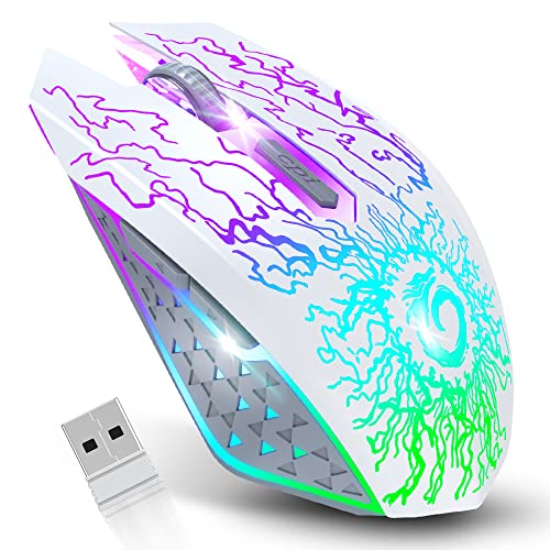 VersionTECH. Wiederaufladbare Gaming-Maus, kabellose Gaming-Maus, Computermaus mit 7 RGB-Lichten, leise, USB 2.4G, 3-stufige DPI für PC Gamer Laptop Desktop Chromebook Mac von VersionTECH.