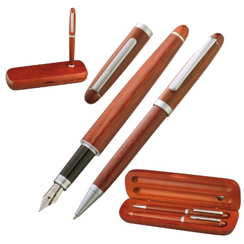 Edles Holz-Schreibset bestehend aus Kugelschreiber und Füllfederhalter von Vertrieb durch presents & more