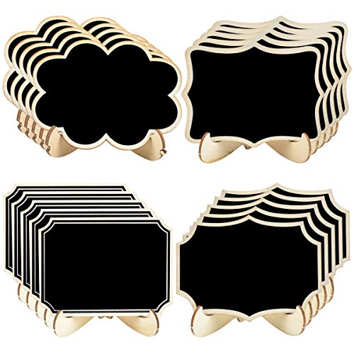 Vesaneae 20 Mini Kreidetafel Set,Klein Holz Kreidetafel mit Ständer,Holz Tafeln zum Beschriften,Mini-Tafel für Hochzeit Buffet Party Tischdeko von Vesaneae