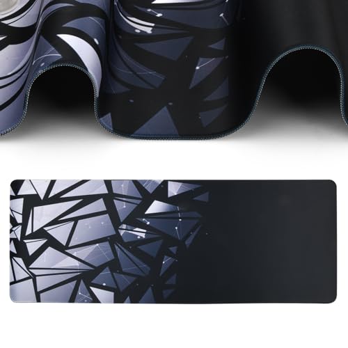 Vesaneae 800 x 300 x 3mm Mauspad Gaming Groß, Gummi Mousepad XL rutschfest Vernähte Kanten, Tischunterlage Gaming, Schreibtischunterlage Mousepad für Gaming Tisch Bürotisch (Schwarz-2) von Vesaneae