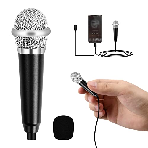 Vesaneae Mini Karaoke Mikrofon mit 3,5-mm-Universalkabel,Tragbares Gesangsmikrofon,Tiny Microphone,Sprachaufzeichnungs Mikrofon(Schwarz) von Vesaneae