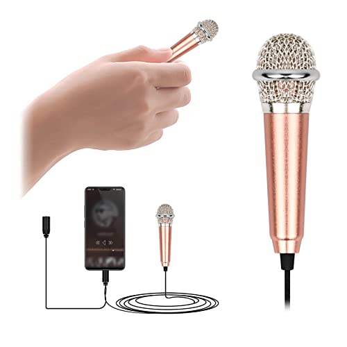 Vesaneae Mini-Mikrofon, Karaoke, Mini-Mikrofon, tragbar, kabelgebundenes, aus Metall, Sprachmikrofon für Telefon, Laptop, Computer (Roségold) von Vesaneae