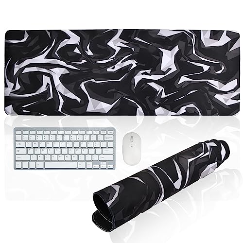 Vesaneae XXL Gaming Mauspad 800 x 300 x 3 mm, Mousepad Groß Vernähte Kanten Anti-Rutsch Komfort, Mouse Pad, Cooles Geometrisches Muster, Tischunterlage Large Size, für Maus und Tastatur (Schwarz) von Vesaneae