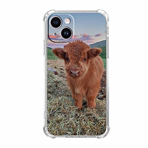 Vesidurt Highland Pampa Kuh Hülle für iPhone 14 Plus, niedliches Baby-Kuh-Muster Hülle für Damen und Herren, trendige, weiche TPU-Schutzhülle für iPhone 14 Plus von Vesidurt