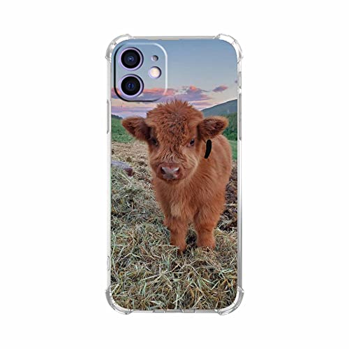Vesidurt Highland Pampa Kuh Schutzhülle für iPhone 12, süßes Baby Kuh Muster Hülle für Damen und Herren, trendige weiche TPU-Schutzhülle für iPhone 12 von Vesidurt
