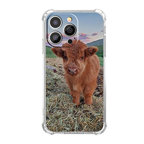 Vesidurt Highland Pampa Kuh Schutzhülle für iPhone 13 Pro, süßes Baby Kuh Muster Hülle für Damen und Herren, trendige, weiche TPU-Schutzhülle für iPhone 13 Pro von Vesidurt