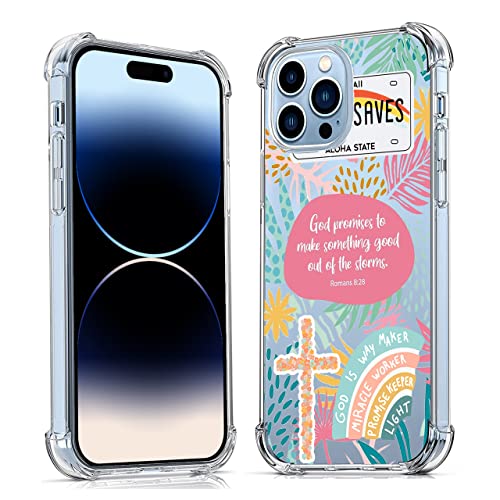 Vesidurt Jesus God for iPhone 14 Pro Clear Case,Christian Positivity Quotes Pattern for Christians,Trendy Soft TPU Protective Case Compatible with iPhone 14 Pro von Vesidurt