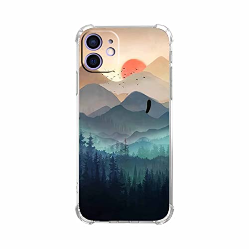 Vesidurt Mountain Sunset für iPhone 12 Hülle, Natur Wildnis Landschaft Muster Hülle für Männer und Frauen, trendige weiche TPU-Schutzhülle für iPhone 12 von Vesidurt