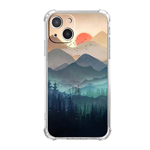 Vesidurt Mountain Sunset für iPhone 13 Mini Hülle, Natur Wildnis Landschaft Muster Hülle für Männer Frauen, trendige weiche TPU Schutzhülle für iPhone 13 Mini von Vesidurt