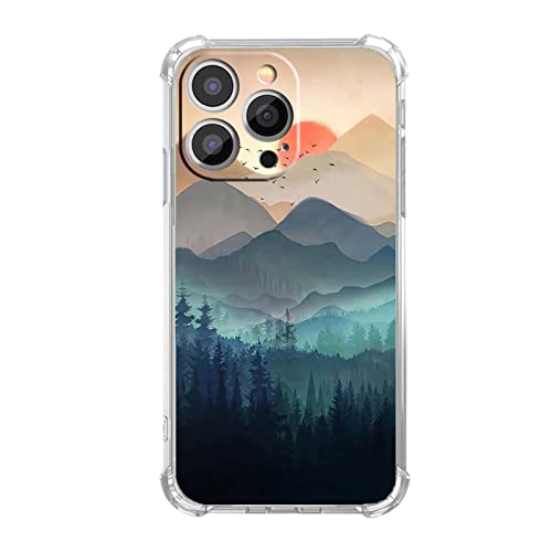 Vesidurt Mountain Sunset für iPhone 13 Pro Hülle, Natur Wildnis Landschaft Muster Hülle für Männer Frauen, trendige weiche TPU-Schutzhülle für iPhone 13 Pro von Vesidurt