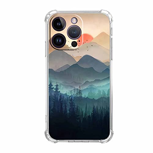 Vesidurt Mountain Sunset für iPhone 14 Pro Max Hülle, Natur Wildnis Landschaft Muster Hülle für Männer Frauen, trendige weiche TPU Schutzhülle für iPhone 14 Pro Max von Vesidurt