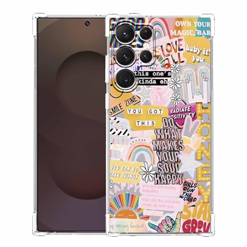 Vesidurt Positive Quotes Collage Schutzhülle für Samsung Galaxy S25 Ultra, Hippie Indie ästhetisches Muster, einzigartige, weiche TPU-Stoßdämpferhülle für Galaxy S25 Ultra Vesidurt Positive Quotes Collage Schutzhülle für Samsung Galaxy S25 Ultra, Hippie Indie ästhetisches Muster, einzigartige, weiche TPU-Stoßdämpferhülle für Galaxy S25 Ultra von Vesidurt