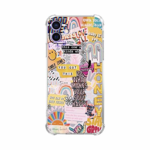 Vesidurt Positive Quotes Collage für iPhone 12 Hülle, Hippie Indie Ästhetisches Muster Hülle für Teenager Frauen, einzigartige weiche TPU-Schutzhülle für iPhone 12, VESIP12_24 von Vesidurt