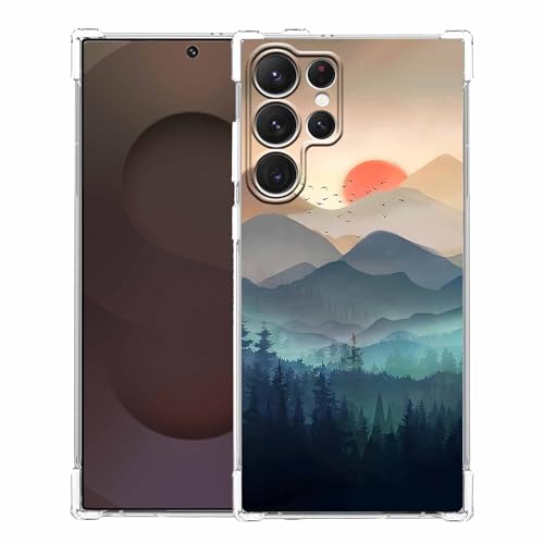 Vesidurt Schutzhülle für Samsung Galaxy S25 Ultra, Motiv: Berg-Sonnenuntergang, Natur, Wildnis, Landschaftsmuster, trendige, weiche TPU-Schutzhülle für Galaxy S25 Ultra von Vesidurt