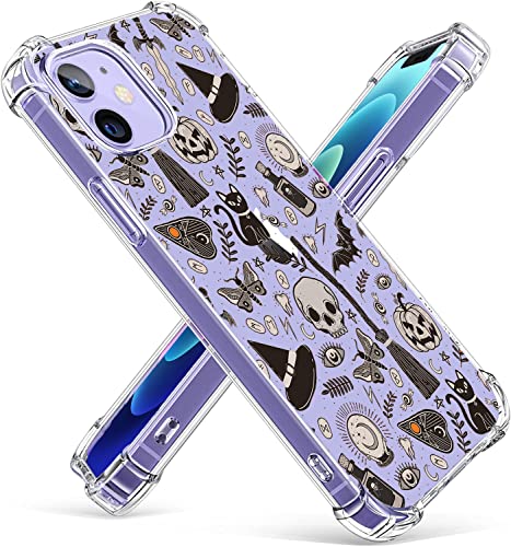 Vesidurt Transparente Halloween-Schutzhülle für iPhone 12, Kürbis-Schädel und Fledermaus-Collage, trendige, transparente, weiche TPU-Schutzhülle für iPhone 12, Schwarz Vesidurt Transparente Halloween-Schutzhülle für iPhone 12, Kürbis-Schädel und Fledermaus-Collage, trendige, transparente, weiche TPU-Schutzhülle für iPhone 12, Schwarz von Vesidurt