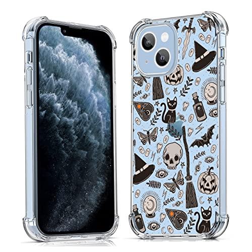 Vesidurt Transparente Halloween-Schutzhülle für iPhone 13, Kürbis-Schädel und Fledermaus-Collage, trendige, transparente, weiche TPU-Schutzhülle für iPhone 13, Schwarz Vesidurt Transparente Halloween-Schutzhülle für iPhone 13, Kürbis-Schädel und Fledermaus-Collage, trendige, transparente, weiche TPU-Schutzhülle für iPhone 13, Schwarz von Vesidurt