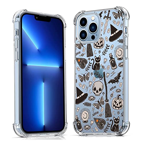 Vesidurt Transparente Halloween-Schutzhülle für iPhone 13 Pro Max, Kürbis-Schädel und Fledermaus-Collage, trendige, transparente, weiche TPU-Schutzhülle für iPhone 13 Pro Max, Schwarz Vesidurt Transparente Halloween-Schutzhülle für iPhone 13 Pro Max, Kürbis-Schädel und Fledermaus-Collage, trendige, transparente, weiche TPU-Schutzhülle für iPhone 13 Pro Max, Schwarz von Vesidurt