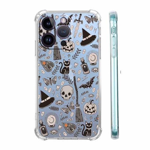 Vesidurt Transparente Halloween-Schutzhülle für iPhone 15 Pro Max, Kürbis-Schädel und Fledermaus-Collage, trendige, transparente, weiche TPU-Schutzhülle für iPhone 15 Pro Max, Schwarz Vesidurt Transparente Halloween-Schutzhülle für iPhone 15 Pro Max, Kürbis-Schädel und Fledermaus-Collage, trendige, transparente, weiche TPU-Schutzhülle für iPhone 15 Pro Max, Schwarz von Vesidurt