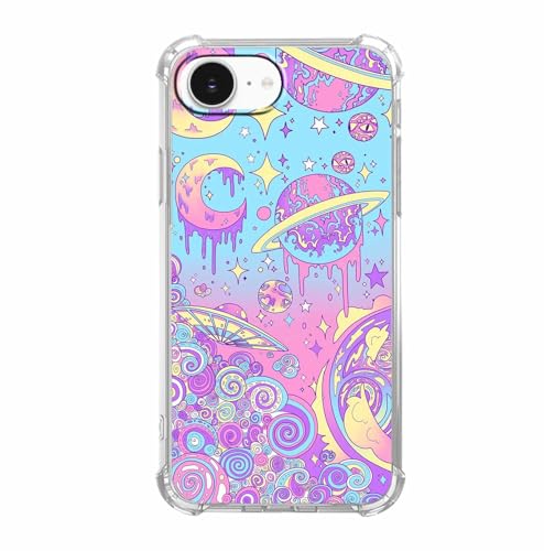 Vesidurt Trippy Alien Art Schutzhülle für iPhone 16e, ästhetisches psychedelisches Hippie-Muster, trendige, weiche TPU-Hülle, kompatibel mit iPhone 16e von Vesidurt