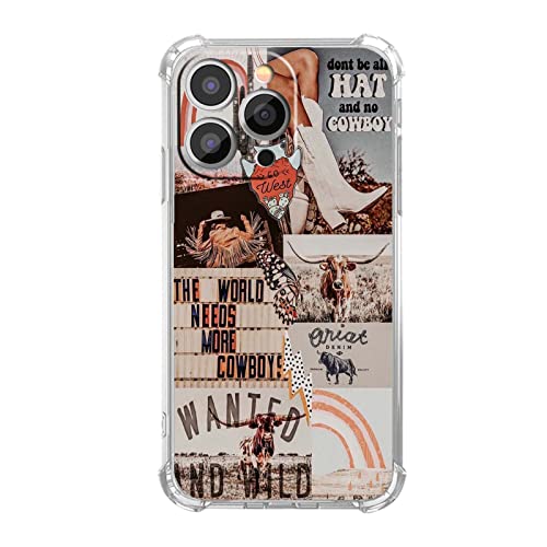 Vesidurt West Cowboy iPhone 13 Pro Max Hülle, Western Country Pattern Hülle für Mädchen Jungen, trendige weiche TPU-Schutzhülle, kompatibel mit iPhone 13 Pro Max von Vesidurt