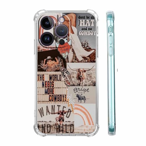 Vesidurt West Cowboy iPhone 15 Pro Max Hülle, Westernland-Muster Hülle für Mädchen Jungen, trendige weiche TPU-Schutzhülle, kompatibel mit iPhone 15 Pro Max von Vesidurt