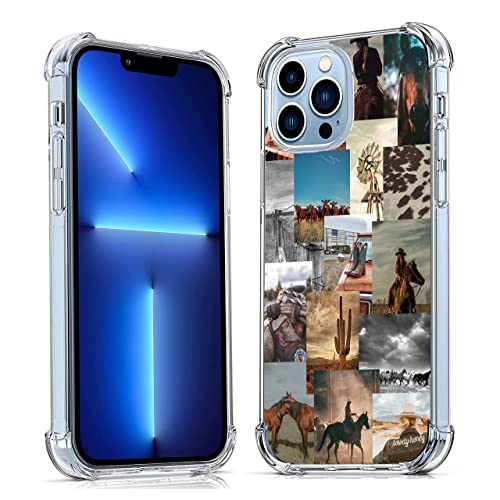 Vesidurt Western Country iPhone 13 Pro Hülle, Cowboy Cowgirl Pferd Hülle für Männer Frauen, trendige, weiche TPU-Hülle, kompatibel mit iPhone 13 Pro von Vesidurt