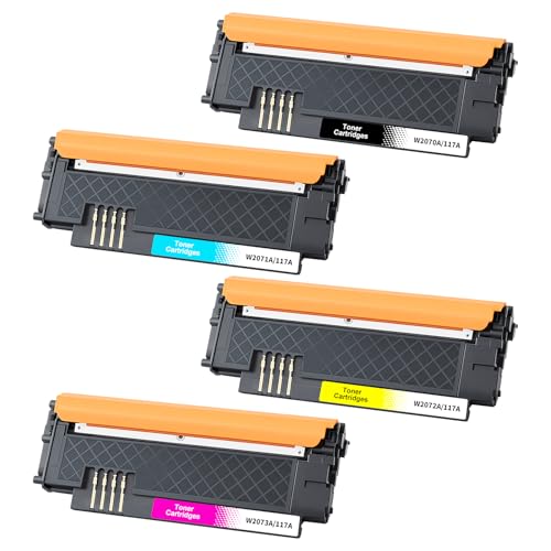 Veson 117A Toner Set mit Chip Kompatibel für HP 117A für Color Laser MFP 178nwg 178nw 179fwg 179fnw 150nw 150w 178 179 W2070A W2071A W2072A W2073A (Schwarz Cyan Gelb Magenta 4er-Pack) von Veson
