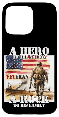 Ein Held für die Nation Ein Stein für seinen Familienveteranen Vater Hülle für iPhone 15 Pro Max Ein Held für die Nation Ein Stein für seinen Familienveteranen Vater Hülle für iPhone 15 Pro Max von Veteran Dad Hero Apparel.USA