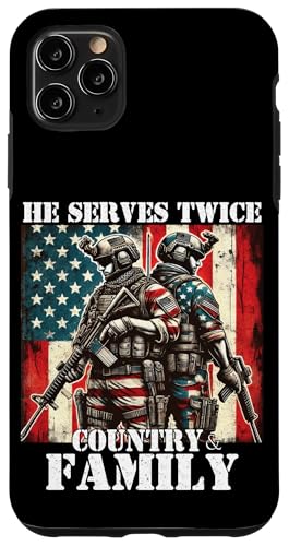 Er dient zweimal dem Militärveteranen des Landes und der Familie, Vater, Vater Hülle für iPhone 11 Pro Max Er dient zweimal dem Militärveteranen des Landes und der Familie, Vater, Vater Hülle für iPhone 11 Pro Max von Veteran Dad Hero Apparel.USA