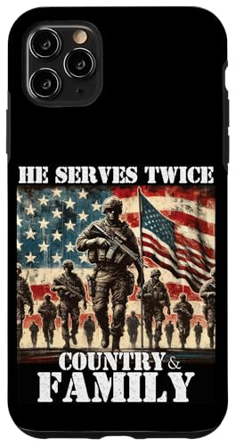 Er dient zweimal dem Militärveteranen des Landes und der Familie, Vater, Vater Hülle für iPhone 11 Pro Max Er dient zweimal dem Militärveteranen des Landes und der Familie, Vater, Vater Hülle für iPhone 11 Pro Max von Veteran Dad Hero Apparel.USA