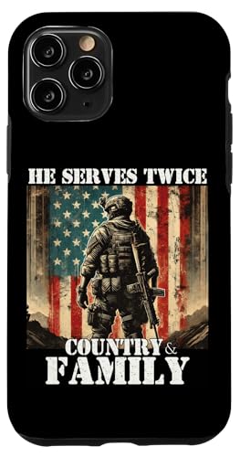 Er dient zweimal dem Militärveteranen des Landes und der Familie, Vater, Vater Hülle für iPhone 11 Pro Er dient zweimal dem Militärveteranen des Landes und der Familie, Vater, Vater Hülle für iPhone 11 Pro von Veteran Dad Hero Apparel.USA