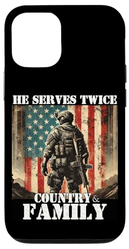 Er dient zweimal dem Militärveteranen des Landes und der Familie, Vater, Vater Hülle für iPhone 12/12 Pro von Veteran Dad Hero Apparel.USA