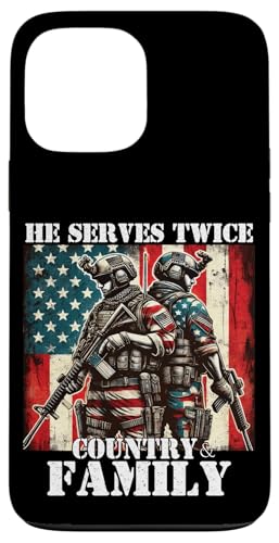 Er dient zweimal dem Militärveteranen des Landes und der Familie, Vater, Vater Hülle für iPhone 13 Pro Max Er dient zweimal dem Militärveteranen des Landes und der Familie, Vater, Vater Hülle für iPhone 13 Pro Max von Veteran Dad Hero Apparel.USA