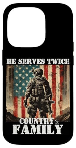 Er dient zweimal dem Militärveteranen des Landes und der Familie, Vater, Vater Hülle für iPhone 14 Pro Er dient zweimal dem Militärveteranen des Landes und der Familie, Vater, Vater Hülle für iPhone 14 Pro von Veteran Dad Hero Apparel.USA