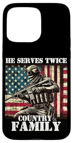 Er dient zweimal dem Militärveteranen des Landes und der Familie, Vater, Vater Hülle für iPhone 15 Pro Max von Veteran Dad Hero Apparel.USA