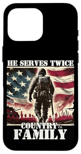 Er dient zweimal dem Militärveteranen des Landes und der Familie, Vater, Vater Hülle für iPhone 16 Pro Max Er dient zweimal dem Militärveteranen des Landes und der Familie, Vater, Vater Hülle für iPhone 16 Pro Max von Veteran Dad Hero Apparel.USA