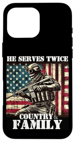 Er dient zweimal dem Militärveteranen des Landes und der Familie, Vater, Vater Hülle für iPhone 16 Pro Max Er dient zweimal dem Militärveteranen des Landes und der Familie, Vater, Vater Hülle für iPhone 16 Pro Max von Veteran Dad Hero Apparel.USA