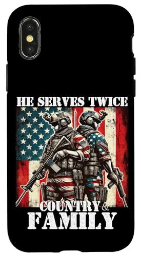 Er dient zweimal dem Militärveteranen des Landes und der Familie, Vater, Vater Hülle für iPhone X/XS von Veteran Dad Hero Apparel.USA