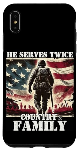 Er dient zweimal dem Militärveteranen des Landes und der Familie, Vater, Vater Hülle für iPhone XS Max Er dient zweimal dem Militärveteranen des Landes und der Familie, Vater, Vater Hülle für iPhone XS Max von Veteran Dad Hero Apparel.USA